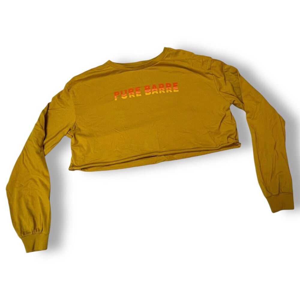 Pure Barre Mustard Yellow Cropped Long Sleeve Tee